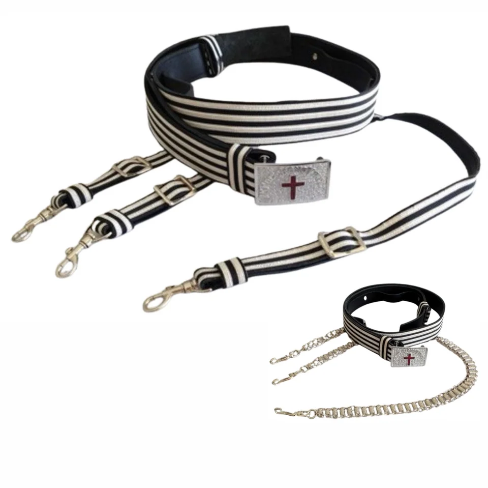 Sir Knight Templar Commandery Regalia Belt – Black & Silver Finish