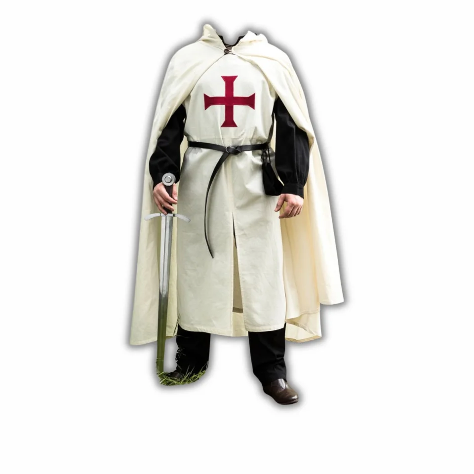 Knight Templar Medieval Tabard with Cape