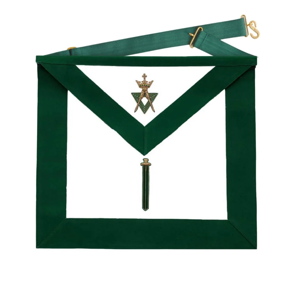 Sentinel Allied Masonic Degrees Apron Green Velvet in premium Quality