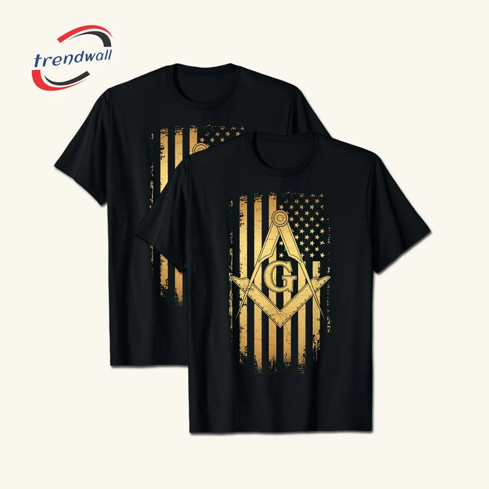 Masonic American Flag Square and Compass T-Shirt 
