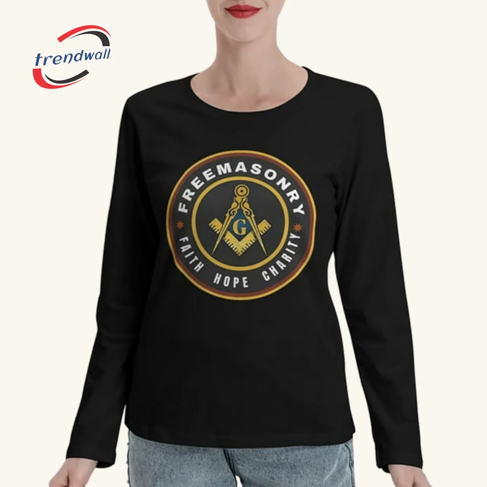 Masonic Women’s Long Sleeve T-Shirt – Faith Hope Charity Freemason Crew Design