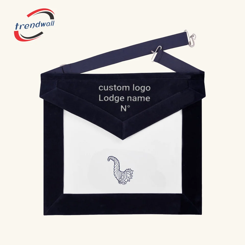 Junior Steward Blue Lodge Officer Apron - Silver Embroidery Thread